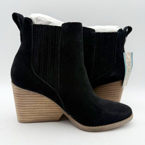 Toms Womens Noa Ankle Boots US 5 EU 35.5 Black Suede Pull On NIB - Picture 4 of 12